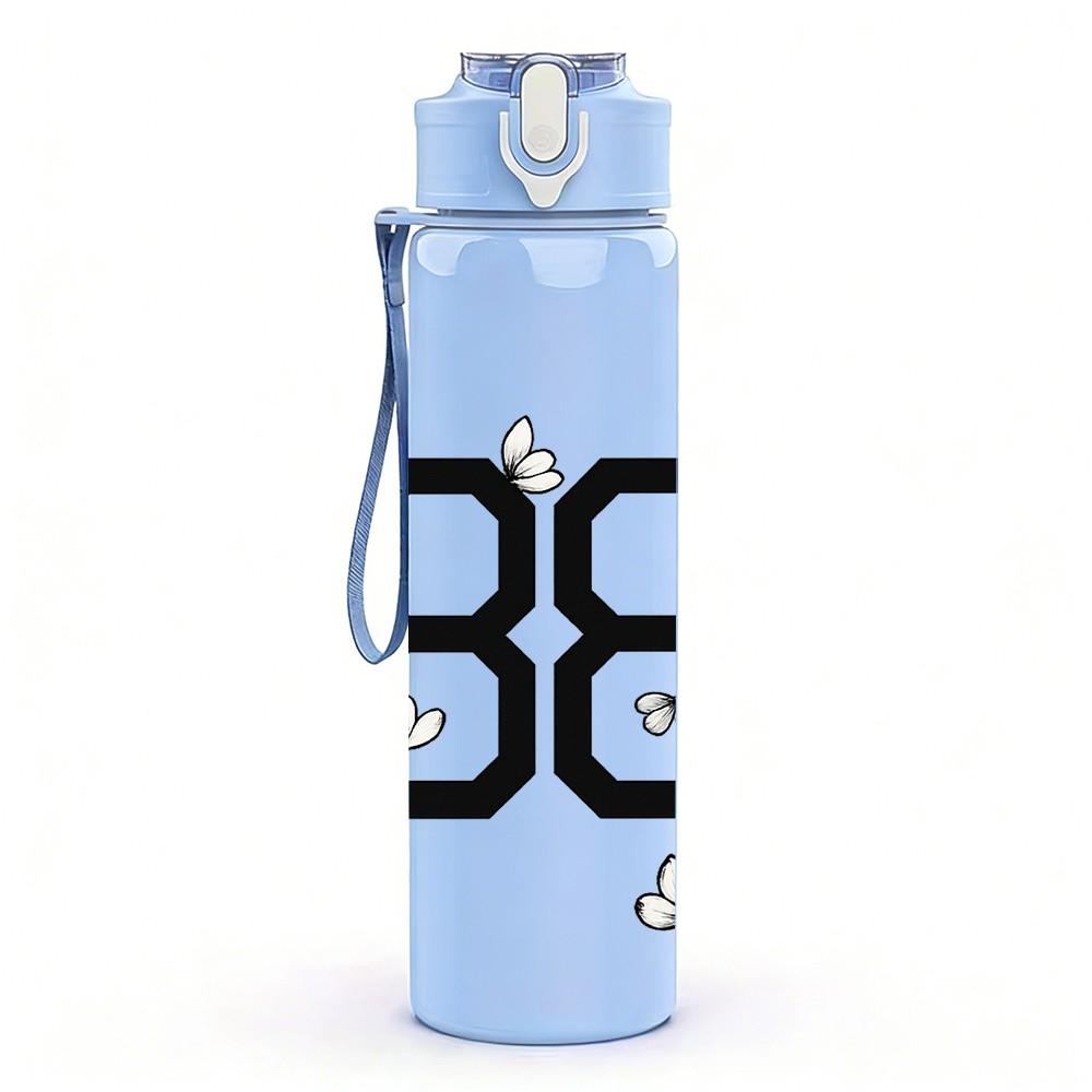 1PC Number 88 Retro Race Flag Print 750ml Color Plastic Sports Water Bottle Leakproof Flip Straw Lid Suitable for Sports Office Home Use
