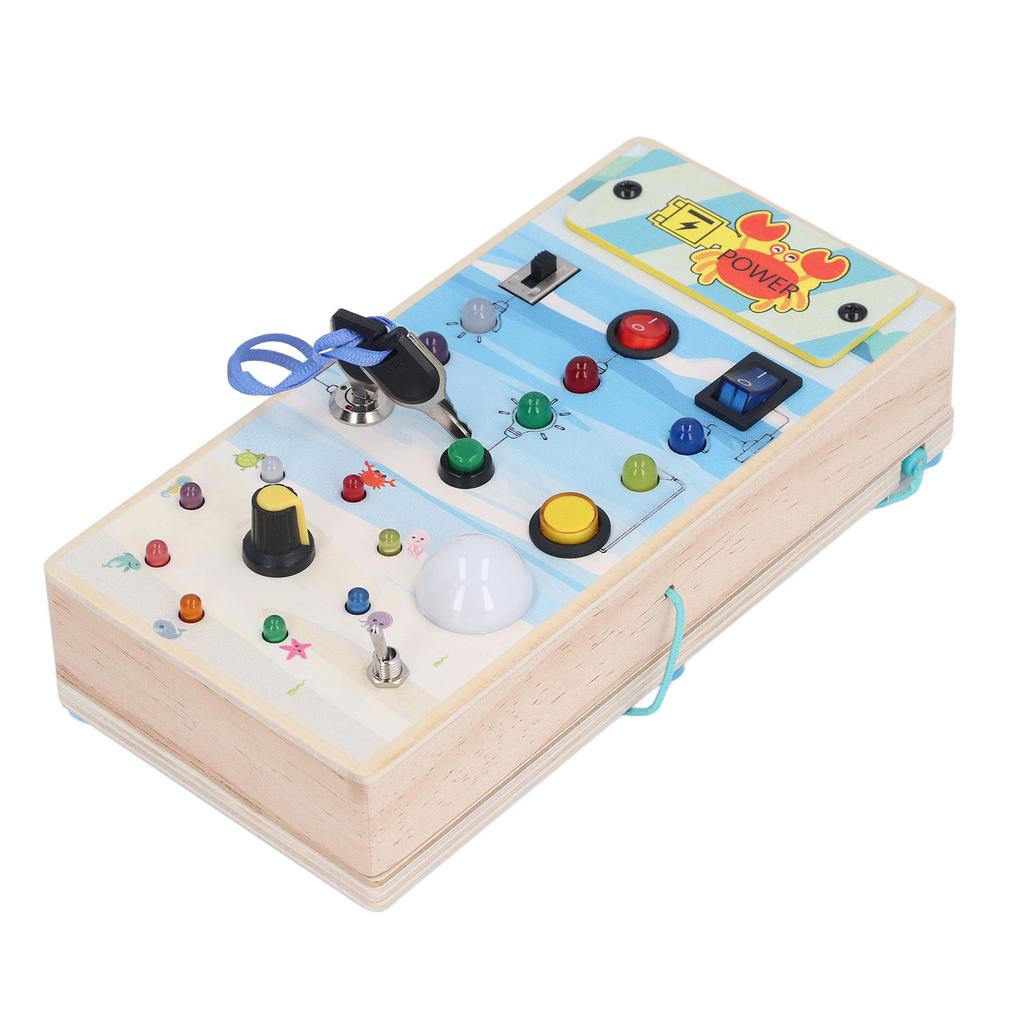 Double Side Wooden Board with LED Lights Toggle Switch Magnetic Maze Educational Marine Theme