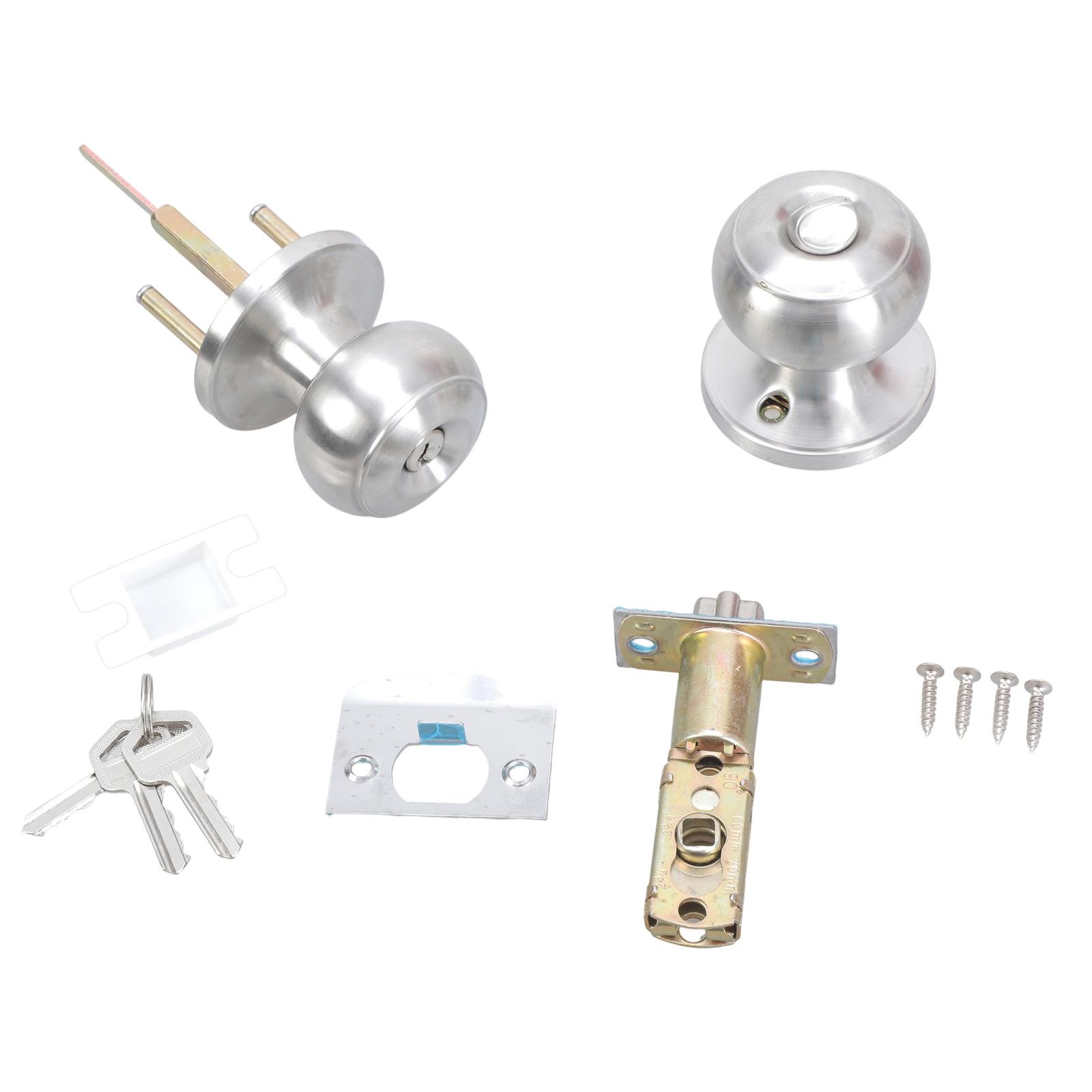 

Elegant Door Knobs with Square Rosettes Privacy Lock Portable Accessory for Bedroom and Bathroom Daily Casual Use серебряный