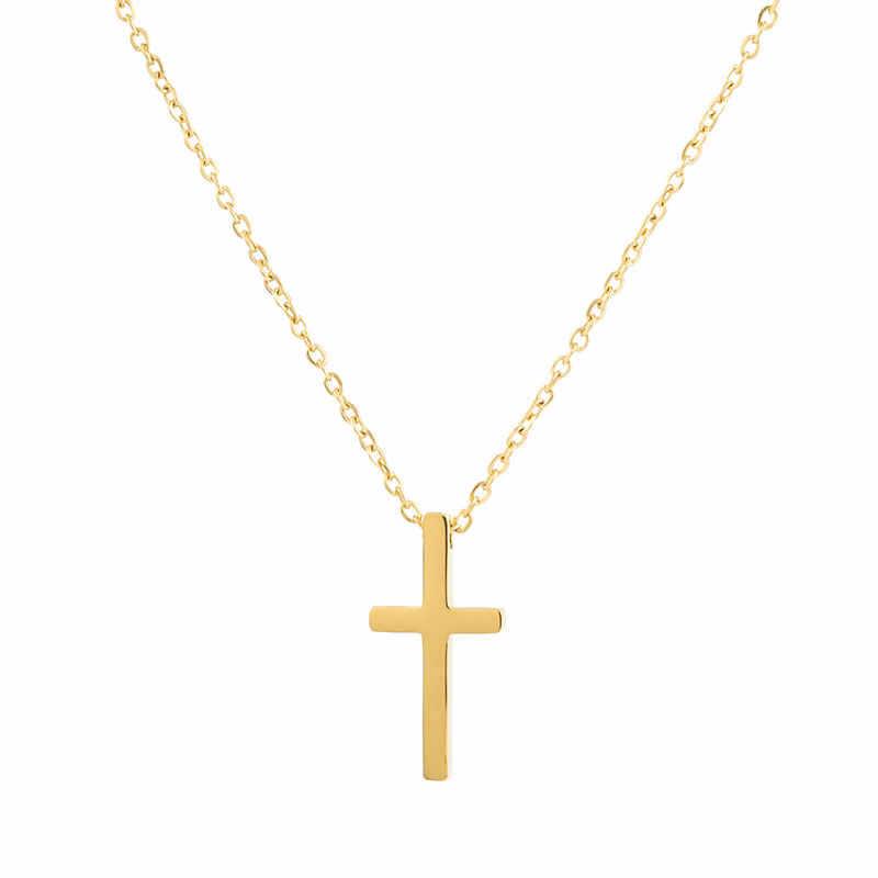 Elegant Titanium Steel Cross Necklace for Women, 18K Gold-Plated Pendant, Versatile Clavicle Chain.