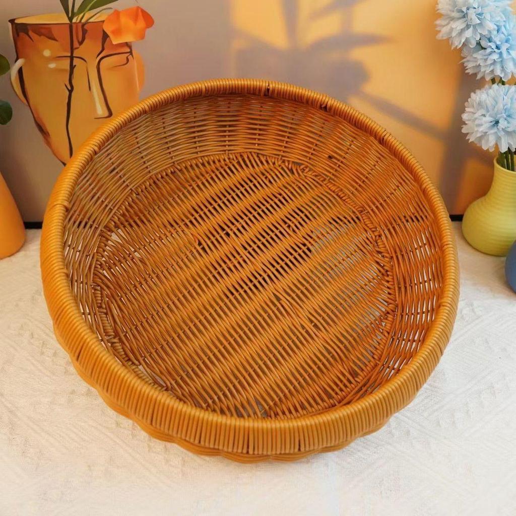Hand-Woven Rattan Snack & Fruit Basket - Desktop Sundries, Bread, and Steamed Buns Storage Basket