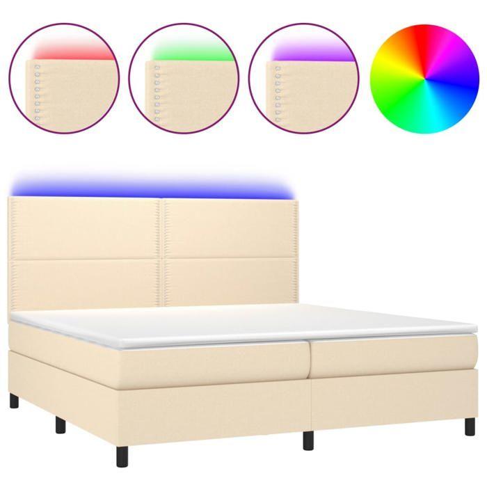 VidaXL Sommier à Lattes de Lit avec Matelas et LED, Lit Rembourré, Lit Double, Lit Adulte de Chambre à Coucher Intérieur, 3134826