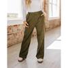 Pantalon casual large pour femme, taille haute, coupe ample, style vintage en velours côtelé