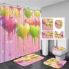 Sparkling Golden Red Shower Curtain Set With Non-Slip Rugs Toilet Lid Cover And Bath Mat Glitter Shower Curtain Bathroom Decor