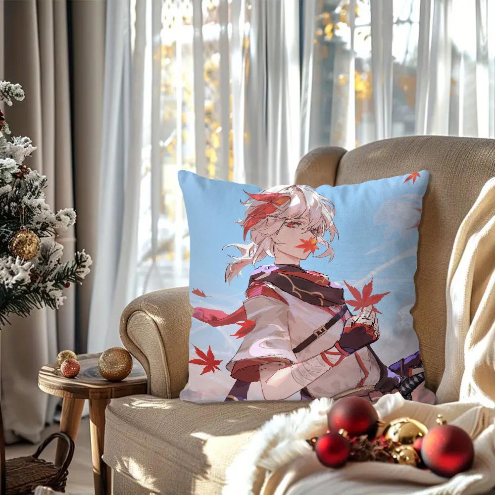 Kaedehara Kazuha Animation G-Genshin I-Impact Pillow Case Square Pillow Bedroom Sofa LeisureCarLiving Room Home Decoration 40X40