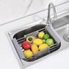 Drain Basket, Retractable Stainless Steel Sink Strainer Drain, Household Storage Rack
