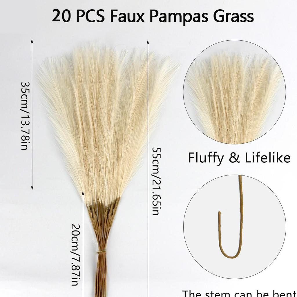 Artificial Pampas Grass & Cattails: Eternal Flower Wedding & Home Décor (55cm)