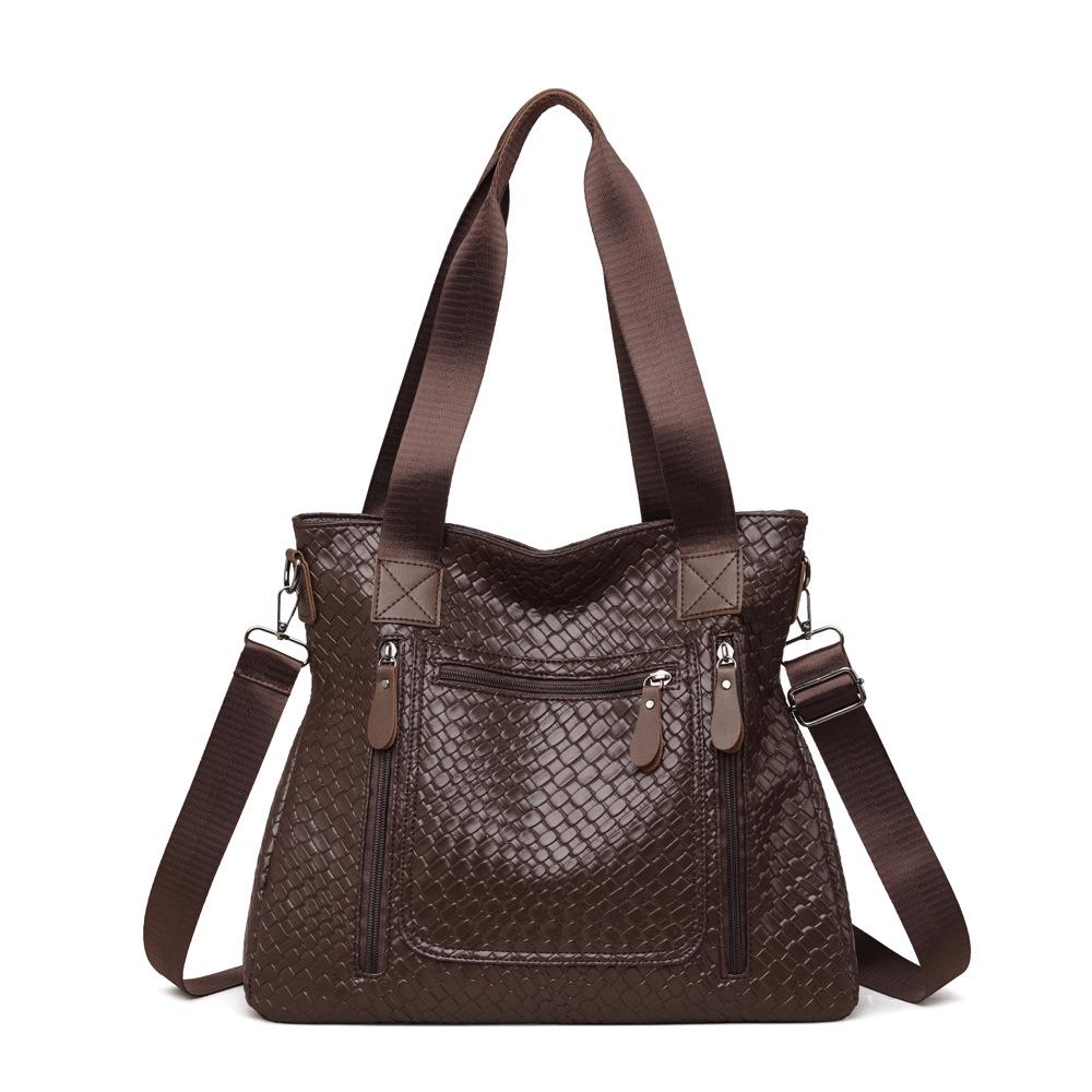 

Commute Handbag - Woven Casual Commuting Artistic Student Shoulder Bag кавовий