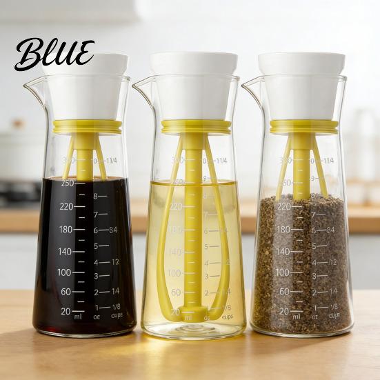 Salad Dressing Blender Glass Oil Dispenser with Built-In Mixer Leak-Proof Quick Bottle Easy-Clean Dishwasher Safe Condiment for Kitchen Grilling