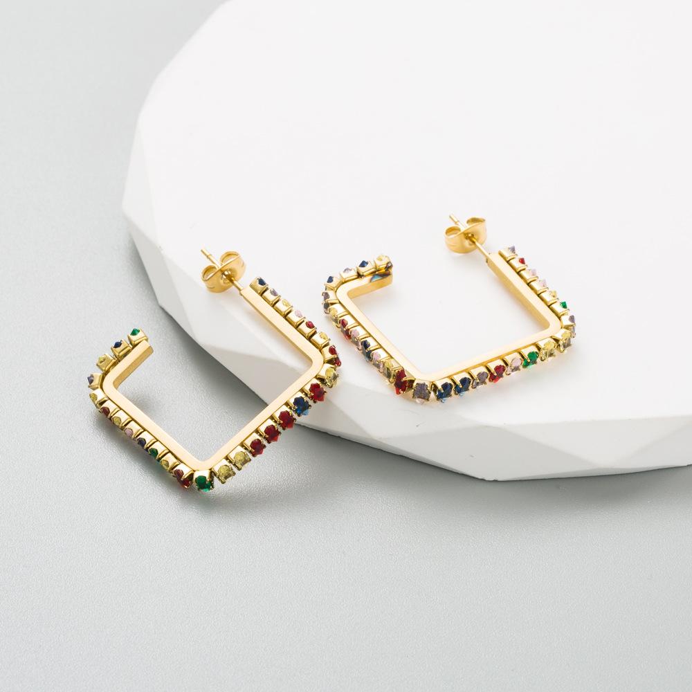 

Женские серьги-кольца из титановой стали, бесцветные, индивидуальные, геометрические, с цирконом, темпераментные серьги OneSize