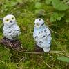Mini Owl Figurine, Resin Tiny Owl Statue, Miniature Bird Ornament, Micro-Landscape Decoration for Succulents Planters Moss Bottles Fairy Garden