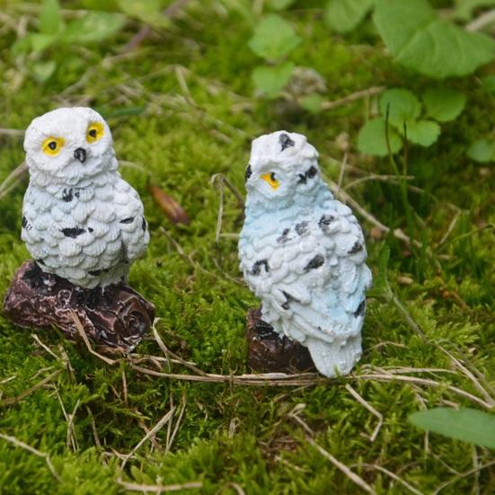 Mini Owl Figurine, Resin Tiny Owl Statue, Miniature Bird Ornament, Micro-Landscape Decoration for Succulents Planters Moss Bottles Fairy Garden