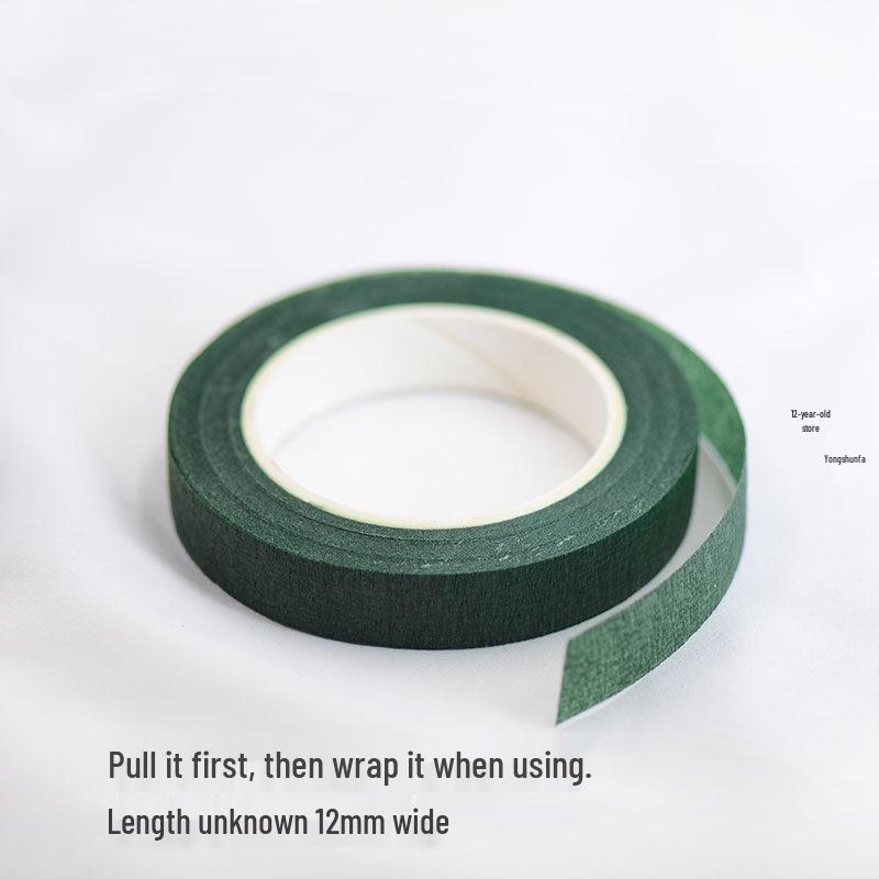 

Green Paper Tape Rose Bouquet with Handmade Silk Net and Crepe Paper Flowers