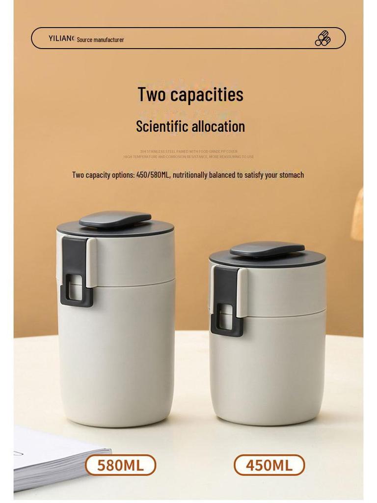 304 Stainless Steel Insulated Portable Soup Cup for Men, Women, and Students - Ideal for Breakfast, Porridge, Oatmeal, and Tea