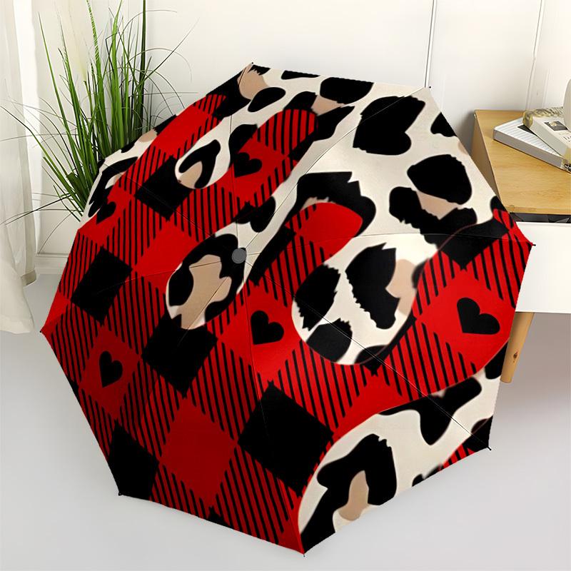 

1pc Leopard Buffalo Automatic Folding Umbrella - Portable Collapsible Design, 8-Rib Iron Frame, Durable Fabric yy251125042