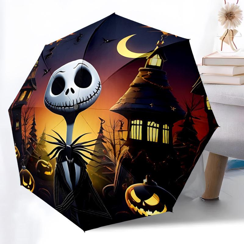

1pc Nightmare Before Christmas Automatic Folding Umbrella - Portable Collapsible Design, 8-Rib Iron Frame yy251209089