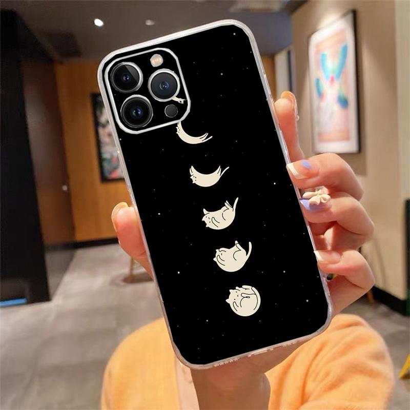 Phone Case Carcasa Funda For iPhone 17 Pro Max 17 Air 16 15 14 13 Pro Max 15 16 Pro 15Plus Cartoon Black Cats Case
