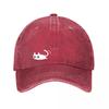 Blue Cute Cat Graphic Snapback Hat  New Vintage Washed Cotton Baseball Cap Parent Kids Sun Hats