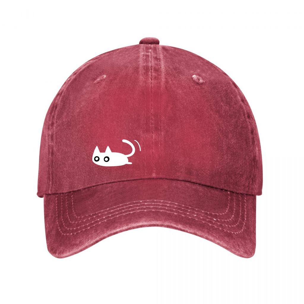 Blue Cute Cat Graphic Snapback Hat New Vintage Washed Cotton Baseball Cap Parent Kids Sun Hats