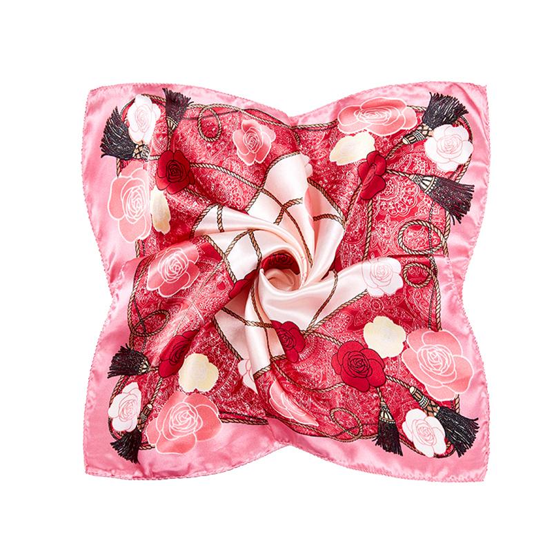 1 Peça Bandana Comissários de Bordo 50x50CM Moda Poliéster Elegante Lenços Quadrados Hijab Femininos