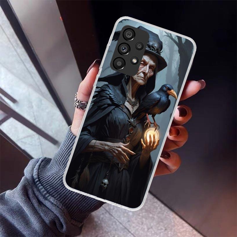 Halloween Moon Witch Horror Phone Case For Samsung Galaxy A17 A16 A15 A14 A13 A57 A56 A55 A54 A53 A37 A36 A35 A34 A33 A26 A25 A2