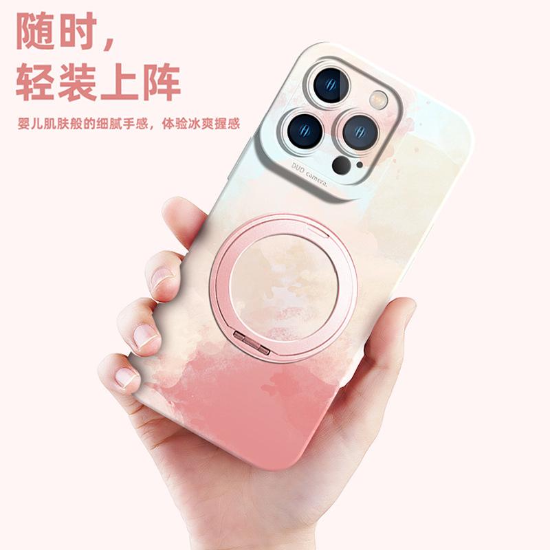 Applicable To Apple 16promax Mobile Phone Case, New National Style Painted Wristband Bracket 15 Fashionable Women's iPho