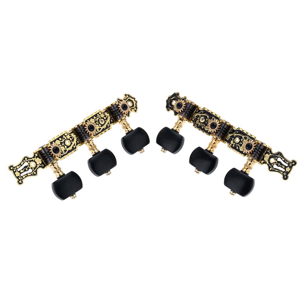 Alice AO 020HV3P 1Pair(Left + Right) Classical Guitar Tuning Key Gold  Black Plated Peg Tuner Machine Head(long) String