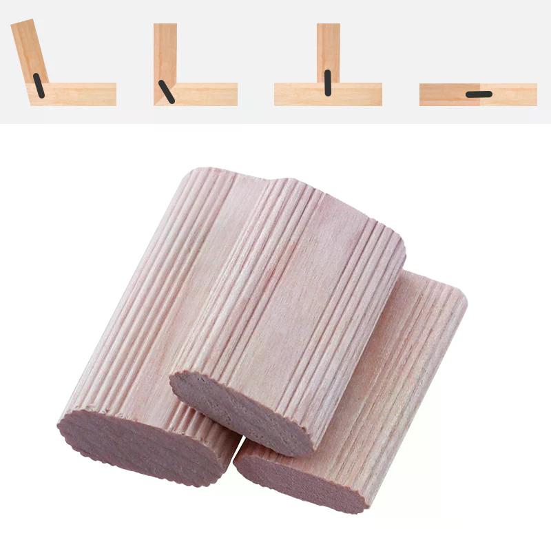 50Pcs Domino Solid Wood Tenon DIY Joinery Beech Wood Nail Cork Block Bolts Joinery Plugs Furniture Splicing Connectors