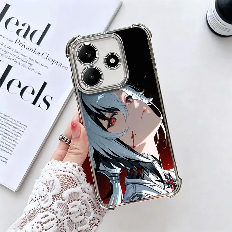 Genshin Impact Arlecchino Plating Phone Case For Xiaomi Redmi Note 14 15 Pro Plus 13 12 11 11S 11T 10 9S 9 5G Anti-Fall Airabag