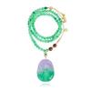 Women's Ruyi Necklace: Spring Color Jade, Floating Flower Pendant, Dongling Jade & Glazed Bead Chain