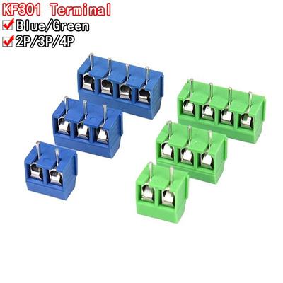 20pcs KF301-2P/KF301-3P/KF301-4P KF301-5.0-2P KF301-5.0-3P KF301-5.0-4P KF301 5.08mm Plug-in Screw Connector Blue/Green