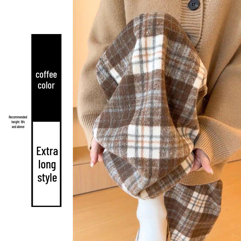 

Women s Autumn Flannel Plaid Pants: Warm, Thick Cotton Blend, Loose Straight-Leg, Casual Outdoor Wear. S 40-48 kg