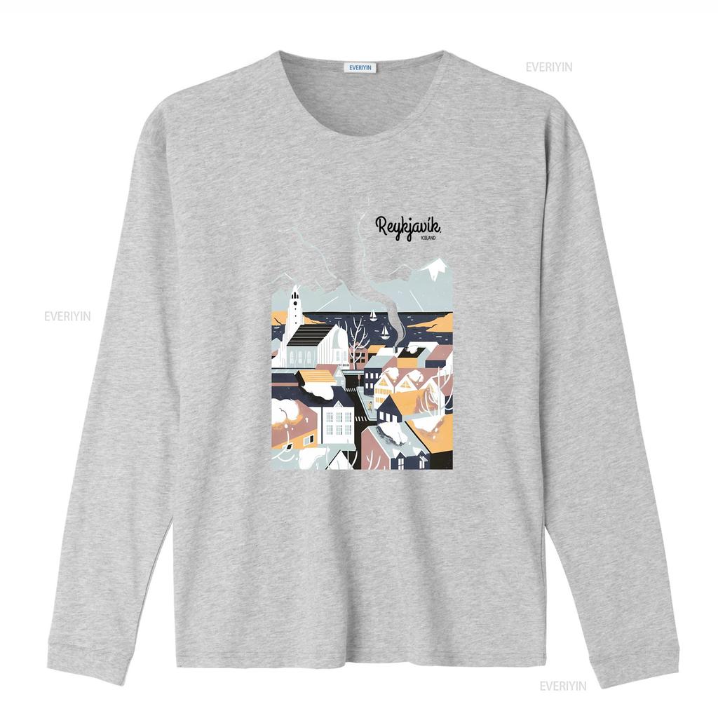 Reykjavik Iceland Travel Poster T shirt Ladies Top vintage Washed homme Slightly graphic Top For Everyday Wear Soft fashion