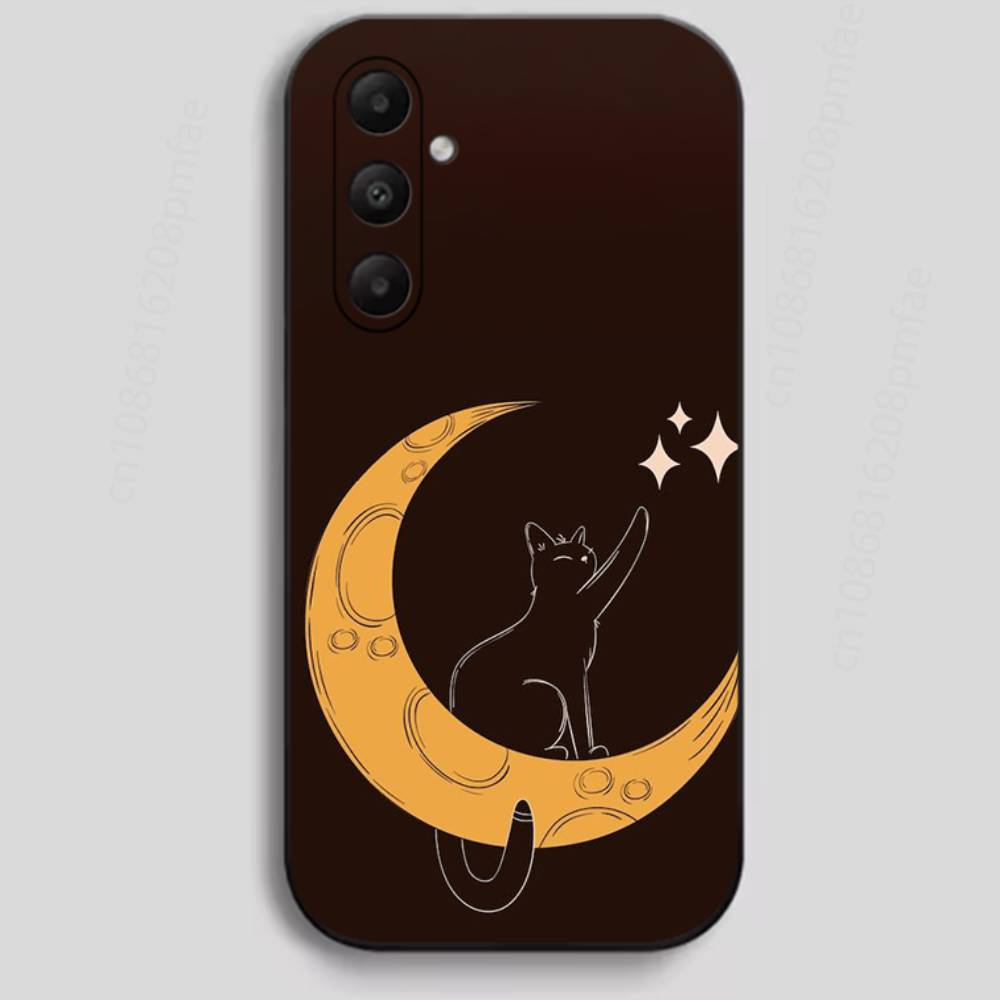

Cute Animals on the Moon Phone Case For Samsung Galaxy A13,21s,22,31,32,40,52,71,A91 Soft Black Shell Samsung A03