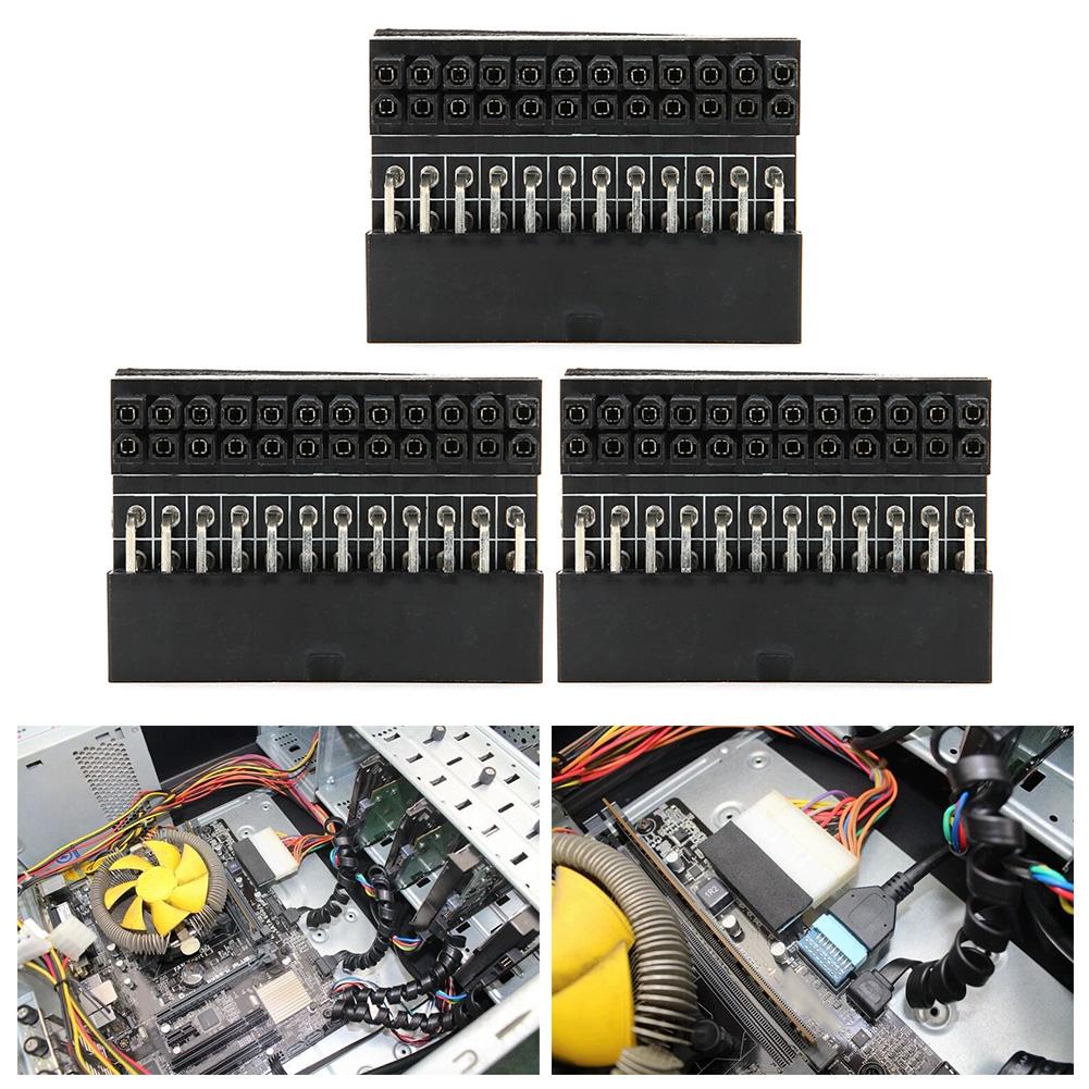 3PCS Motherboard Power Connector Adapter GMTA 24P Turn 90 Degree Joint DIY Installed Accessory
