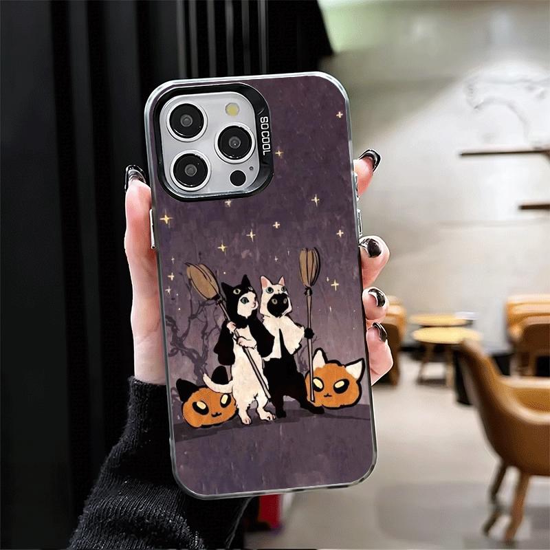 Black Cat Witch Aesthetics Soft Phone Case for iPhone 15 16 17 Pro Max 17Air 16E 14 Plus 13 12 Mini Shockproof Cover Back Shell
