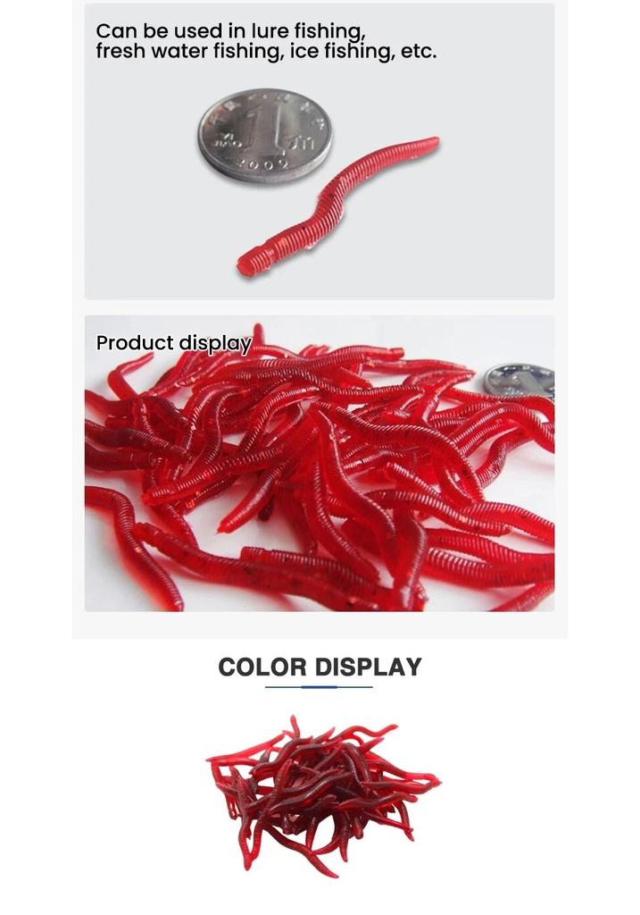 Lifelike Fishy Smell Red Soft Lures Simulation Earthworm Red Worms Artificial Fishing Lures for Outdoor Fishing