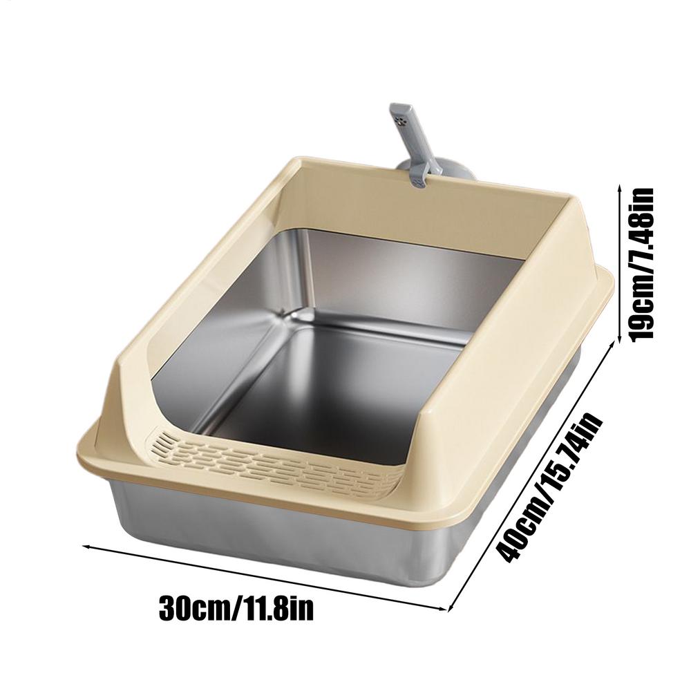 

Туалет для кошек полузакрытый Туалеты для кошек из нержавеющей стали Большой поддон с совком Товары для животных для использования в помещении Контроль запаха Котёнок