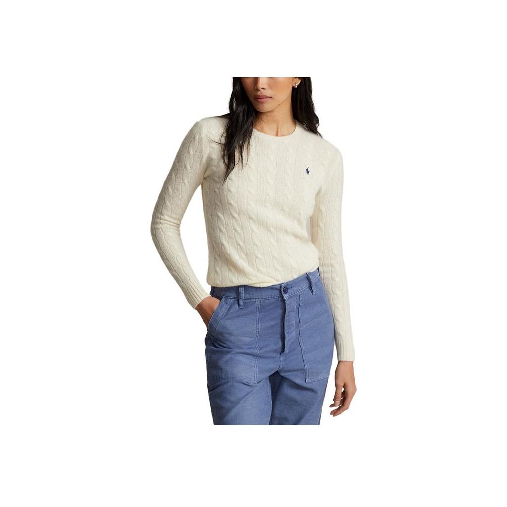 Polo Ralph Lauren Logo Embroidered Crew Neck Sweater Women sweater Off-White 211910421-001