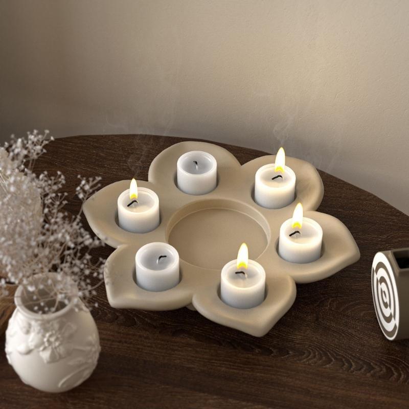 6-fach Silikonform Florale Silikone Kerzenformen Einfache Entformung Für Epoxidharz Kerzenständer Teelichthalter