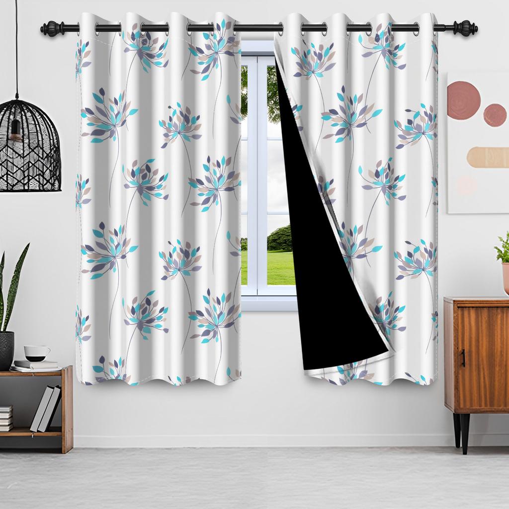 2 Stück/Set Floral- und Blättervorhang Boho Zweig Baum Pflanzenmuster Schlafzimmer Wohnzimmer Dekoration Verdunkelungspolyestervorhänge