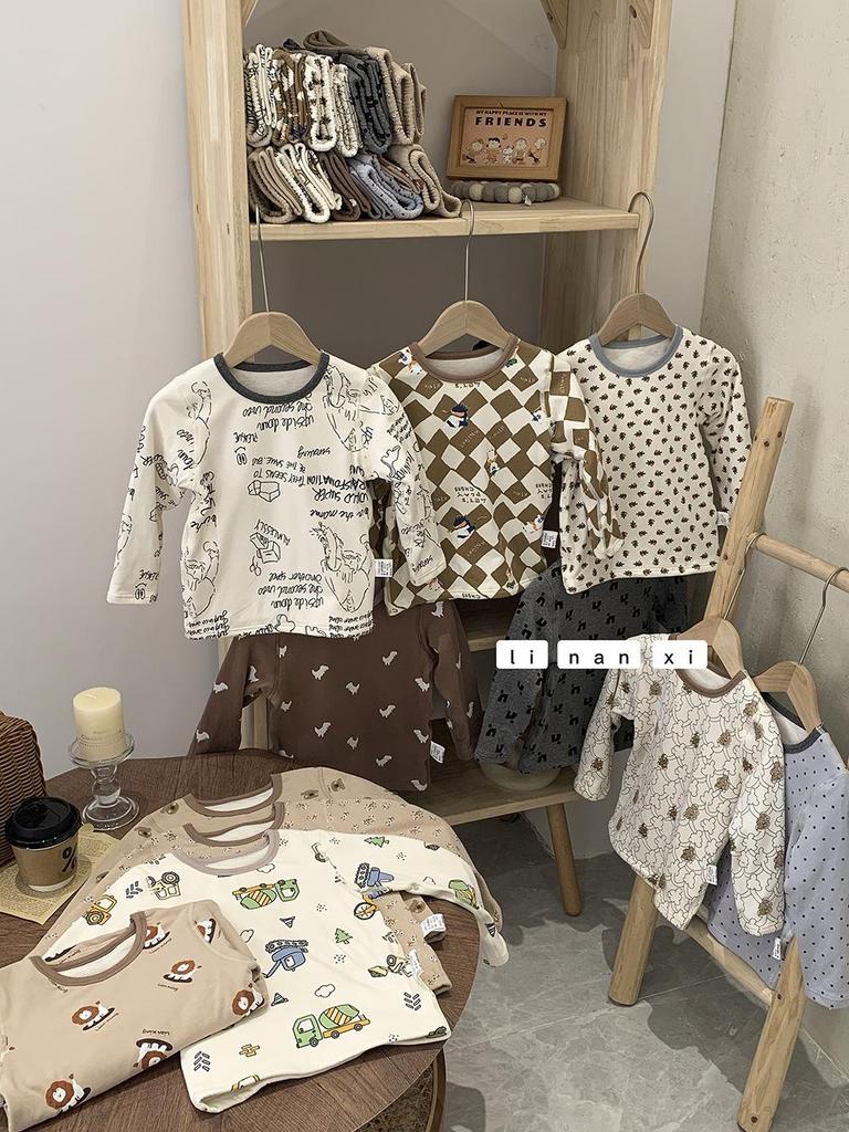 Children's Silk Wool Lined Home Wear Set - Warm Top & Pants