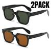 2PACK Retro Square Black Lens Sunglasses Women Luxury Brand Designer Fashion Rectangle Eyewear Men Outdoor  UV400
