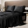 Satin-Feel Solid Color Four-Piece Bedding Set: Bed Sheet, Fitted Sheet, and Pillowcases (European & American Style)