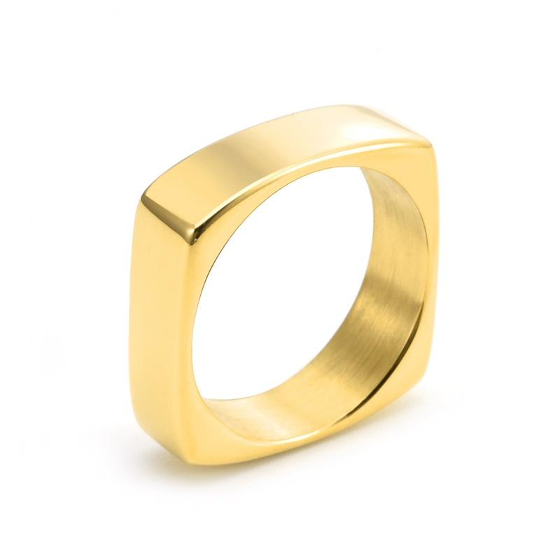 Accessories 6MM Wide Square Design Glossy Ring Couple Jewelry Simple High-end Square Ring