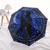 Enchanted Raven Moon Tapestry: Mystical Night Sky Wall Hanging Umbrella, Cute Umbrella with Cute Design, Portable 3-Fold Compact Umbrella for Men & Wo