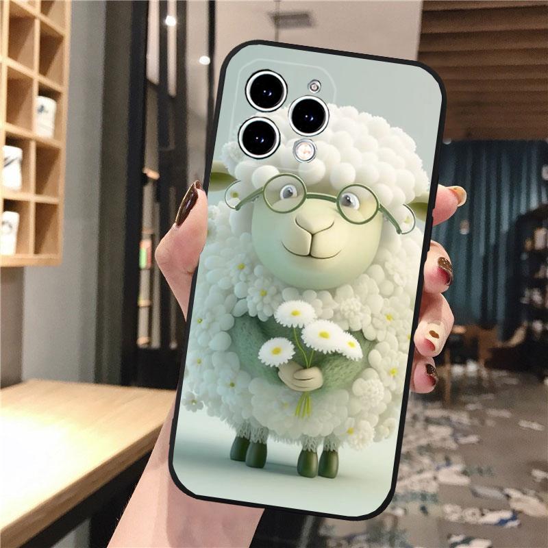 Cartoon Sheep Phone Case For Iphone 15 14 Pro Max 13 12 11 Pro Max XSMax XR 12 13 Mini 14 Plus
