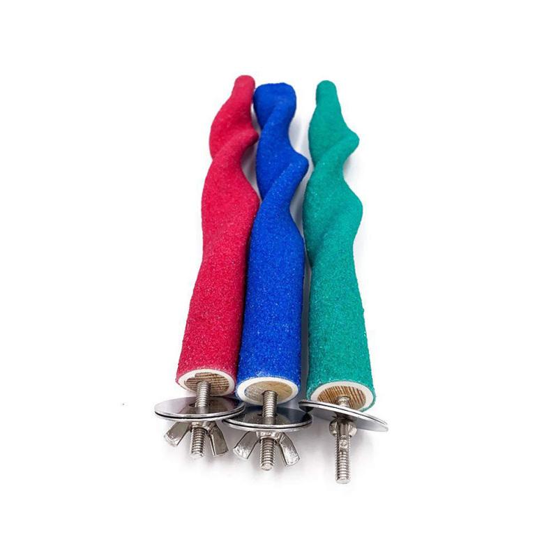 Parrot Station Rack Wave Shape Quartz Sand Surface Grind Twist Stand for Pet Birds Toy