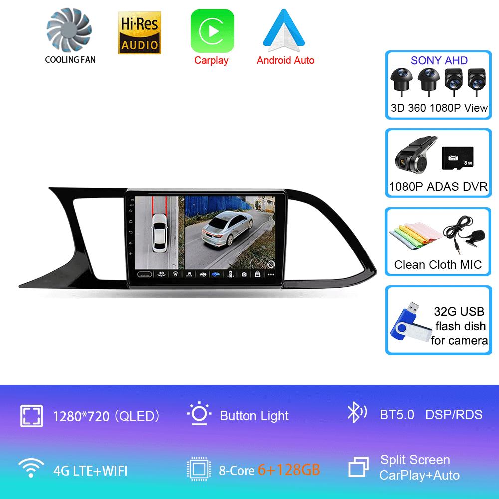 Radio Auto Android 14 Carplay Pentru Seat Leon 3 2012 2013 2014 2015 - 2020 Navigație GPS Player Multimedia stereo wifi+4G Auto BT