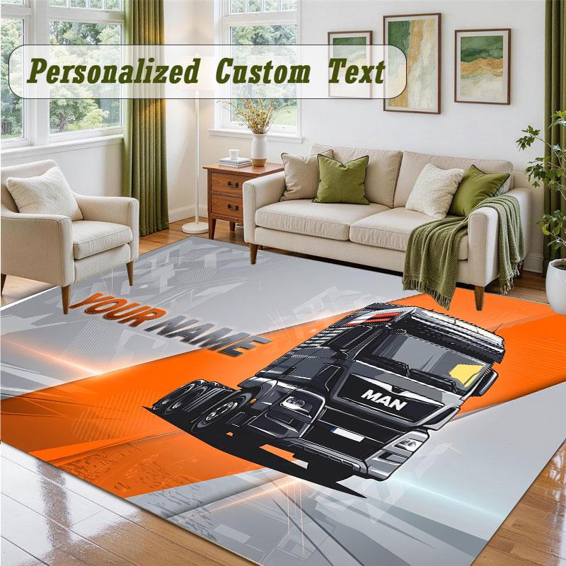 Crystal Velvet Square Rug Custom NameMAN Truck Pattern Non Slip Home Floor Decor Rug